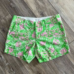 Lilly Pulitzer Chino Shorts Size 0 Green Pink